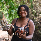 Vicky Watson-Zink with land crabs